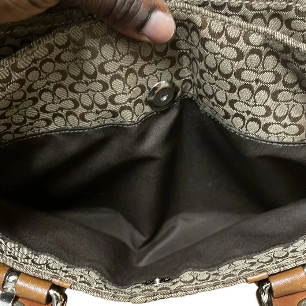 Coach soho signature brown monogram leather shoulder bag
